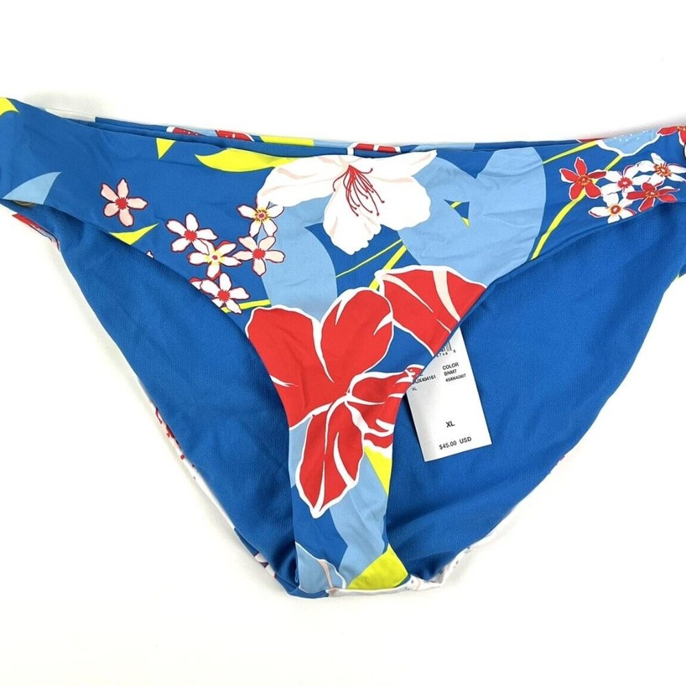 Roxy Women’s She Just Shines Blue Floral Bikini Bottom Size XL